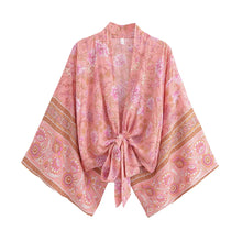 Load image into Gallery viewer, Bohemian Kimono, Boho Bikini Cover-ups,Yellow Floral
