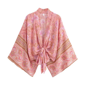 Bohemian Kimono, Boho Bikini Cover-ups,Yellow Floral