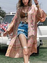 Load image into Gallery viewer, Pink Floral Print,Bohemian Kimono Beach ,Boho Cover-ups
