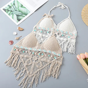 Hollow Out Tassel , Crop Tops Bohemian Vest,Boho Knitted Camis