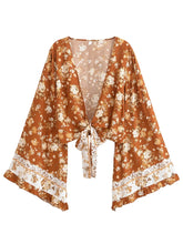 Load image into Gallery viewer, Wild Floral Print ,Boho Kimono,Bikini Cover-ups
