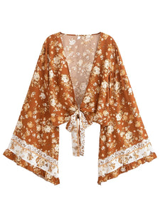 Wild Floral Print ,Boho Kimono,Bikini Cover-ups