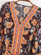 Load image into Gallery viewer, Floral Print ,Breasted Bohemian Maxi Dress, Boho Dress Robe
