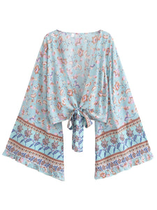Wild Floral Print ,Short Kimono ,Bikini Cover-ups