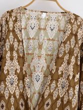 Load image into Gallery viewer, Floral Print Rayon Kimono Top - Ruffle Sleeve Tie Front Crop Top
