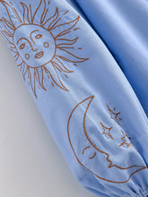 Load image into Gallery viewer, Star Embroidered, Linen Cotton Blouse ,Lace-up Tassel Boho Shirt
