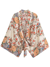 Load image into Gallery viewer, Bohemian Kimono, Boho Bikini Cover-ups,Yellow Floral
