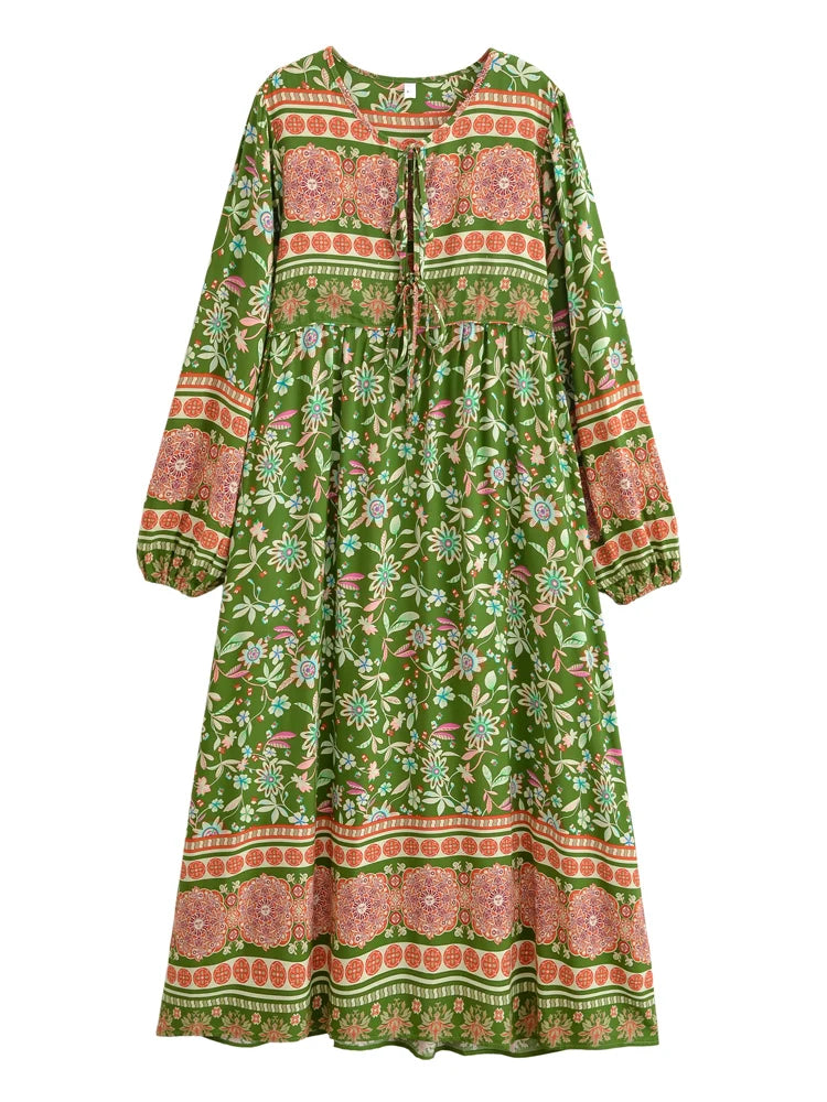 Sun Floral Print, Bohemian Maxi Dress, Boho Dress Robe