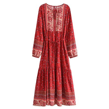 Load image into Gallery viewer, Elegant Lace-up Tassel Wild Floral Print Beach Bohemian Maxi Dress
