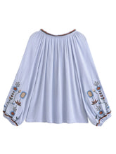 Load image into Gallery viewer, Floral Embroidery, Linen Cotton Shirts ,Boho Blusas
