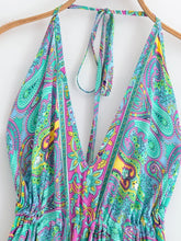 Load image into Gallery viewer, Wild Floral ,Backless Sexy Maxi Dress , High-Low Tassel Strapless Boho Dress
