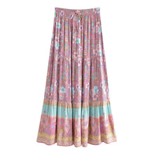 Load image into Gallery viewer, Blue Floral Print ,Beach Bohemian Skirt,Boho Skirts
