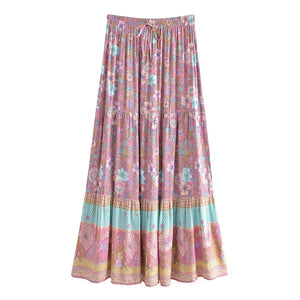 Blue Floral Print ,Beach Bohemian Skirt,Boho Skirts