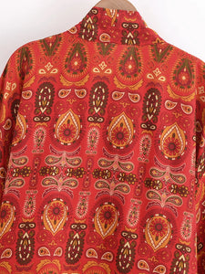 Bohemian Kimono, Boho Bikini Cover-ups,Red Floral