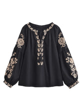Load image into Gallery viewer, Floral Embroidery, Linen Cotton  Shirts ,Boho Shirt
