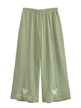Load image into Gallery viewer, Floral Butterfly Embroidery ,Bohemian Wide Leg Pants ,Boho Trousers
