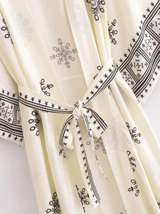 White Floral ,Beach Bohemian Kimono,Boho Bikini Cover-ups