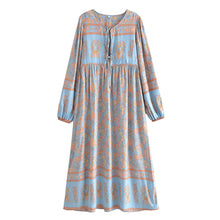 Load image into Gallery viewer, Grey Floral Print,Bohemian Maxi Dress,Boho Dress
