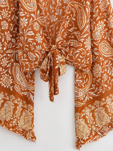 Wild Floral ,Short Kimono ,Bikini Boho Cover-ups