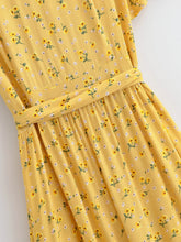 Load image into Gallery viewer, Yellow Sun Flower ,Bohemian Maxi Dress , Boho Wrap Dress
