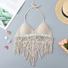 Load image into Gallery viewer, Hollow Out Tassel , Crop Tops Bohemian Vest,Boho Knitted Camis
