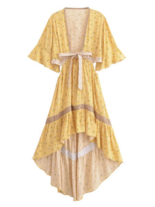 Sexy Beach Dress,  High-Low Boho Maxi Dress