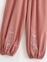 Load image into Gallery viewer, Sun Moon Embroidery Linen Cotton Bloomers Baggy Pants Yoga Trousers

