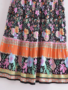 Blue Floral Print ,Beach Bohemian Skirt,Boho Skirts