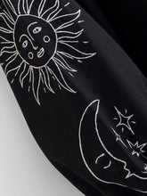 Load image into Gallery viewer, Star Embroidered, Linen Cotton Blouse ,Lace-up Tassel Boho Shirt
