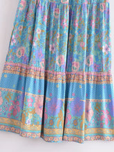 Load image into Gallery viewer, Blue Floral Print ,Beach Bohemian Skirt,Boho Skirts

