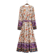 Load image into Gallery viewer, Elegant Floral Print ,Bohemian Maxi Dress ,Holiday Boho Dress
