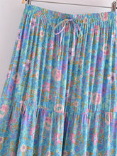 Load image into Gallery viewer, Blue Floral Print ,Beach Bohemian Skirt,Boho Skirts
