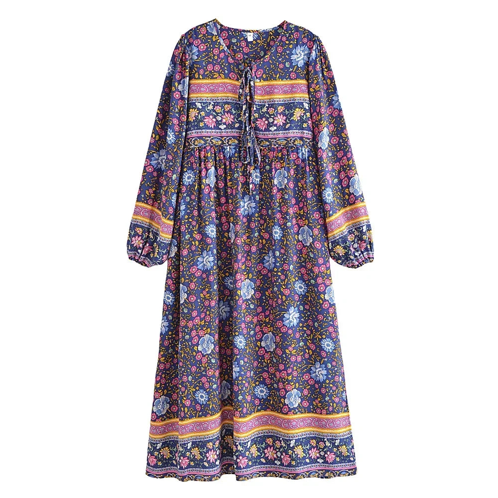 Lace-up Tassel,Bohemian Dress,Boho Dress Robe
