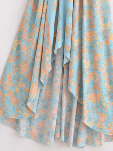 Wild Floral ,Open Back,Strapless Boho Dress