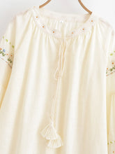 Load image into Gallery viewer, Floral Embroidery, Linen Cotton  Shirts ,Boho Blusas
