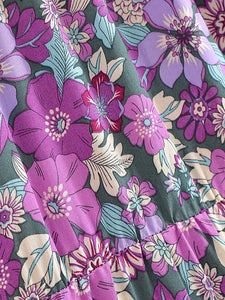 Green Floral Print ,Beach Bohemian Skirt,Boho Skirts