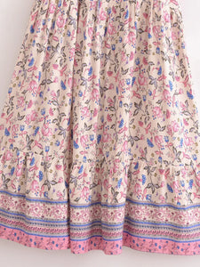 Green Floral Print ,Bohemian Maxi Dresses,Boho Dress