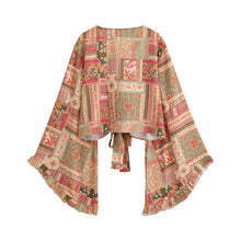 Load image into Gallery viewer, Wild Floral Beach Kimono Ruffles  Tie-Front Boho Cover-ups
