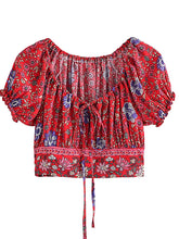 Load image into Gallery viewer, Floral Print ,Beach Sleeveless Crop Tops, Bohemian Ruffles Camis
