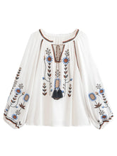 Load image into Gallery viewer, Floral Embroidery, Linen Cotton Shirts ,Boho Blusas
