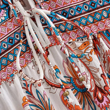 Load image into Gallery viewer, Vintage Floral Printed Women Tie Neck Lantern Sleeve Beach Holiday Maxi Dress
