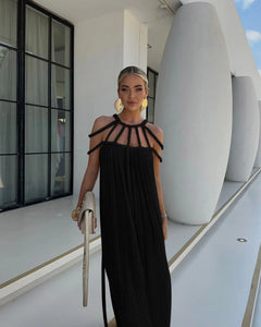 Linen Cotton ,Sexy Knitted Backless, Beach Boho Dress