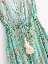 Load image into Gallery viewer, Floral Print ,Backless Sexy Beach Bohemian Dress,, High-Low Boho Dress
