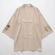Load image into Gallery viewer, Bohemian Floral Embroidery Cotton Linen Kimono Cardigan
