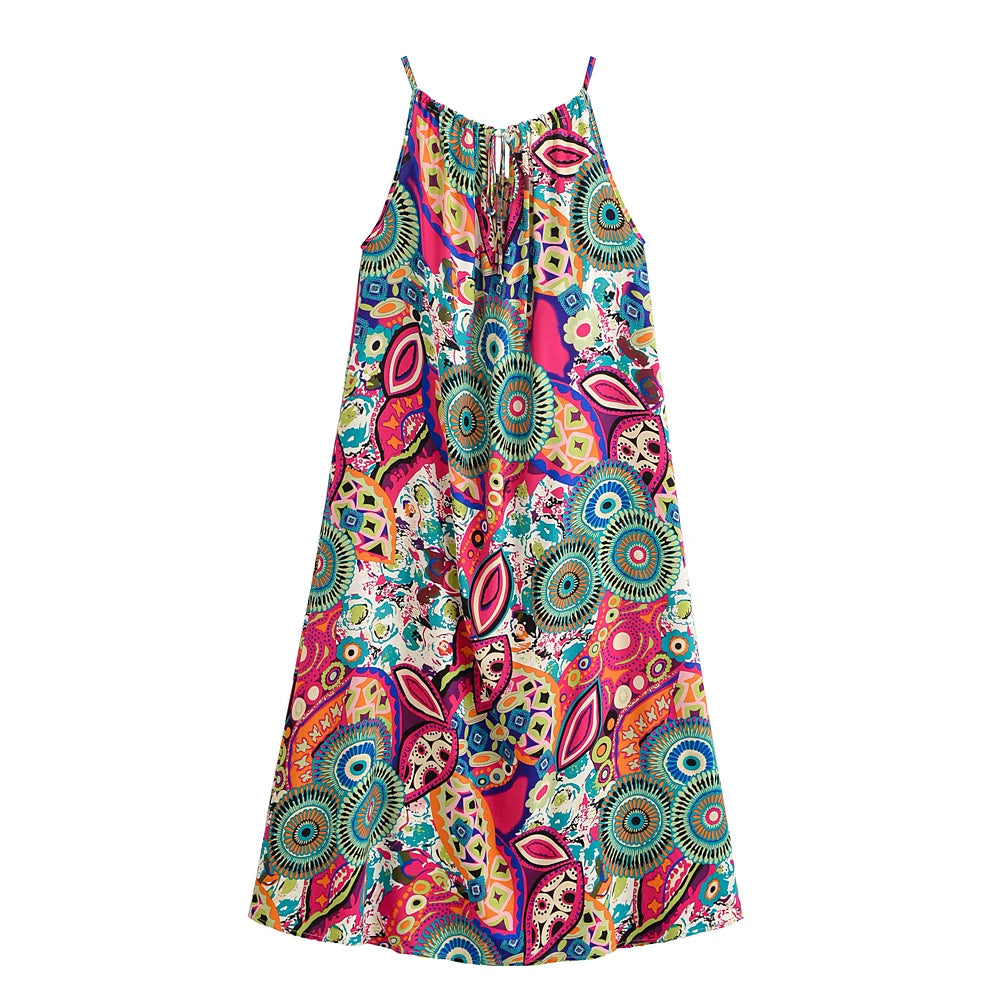 Floral Print, Backless Sexy Maxi Dress,Boho Dress with Pockets