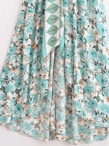 Wild Floral ,Open Back,Strapless Boho Dress