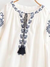 Load image into Gallery viewer, Floral Embroidery, Linen Cotton  Shirts ,Boho Shirt
