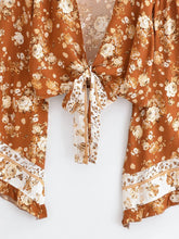 Load image into Gallery viewer, Wild Floral Print ,Boho Kimono,Bikini Cover-ups
