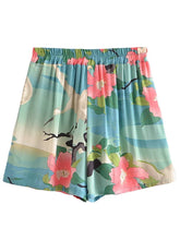 Load image into Gallery viewer, Crane Floral Print ,Bohemian Short  ,Summer Boho Shorts
