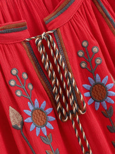 Floral Embroidery, Linen Cotton Shirts ,Boho Blusas
